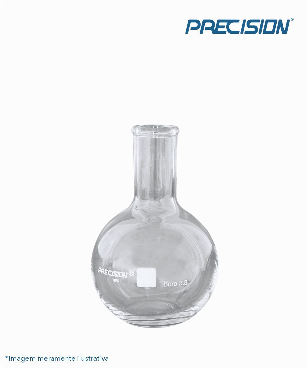 Balão fundo chato de vidro sem junta - gargalo longo    100mL